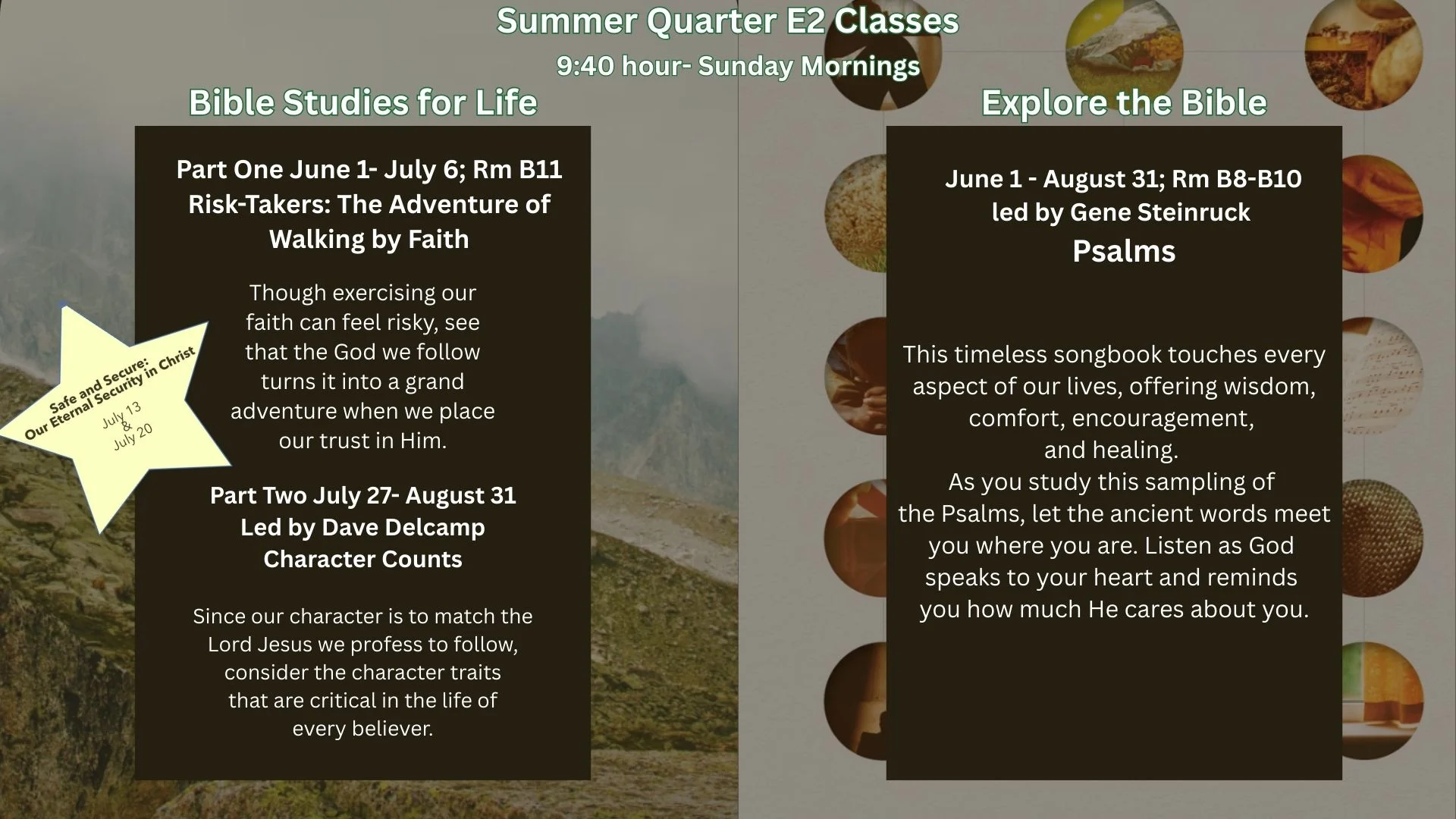 Summer Quarter E2 Classes